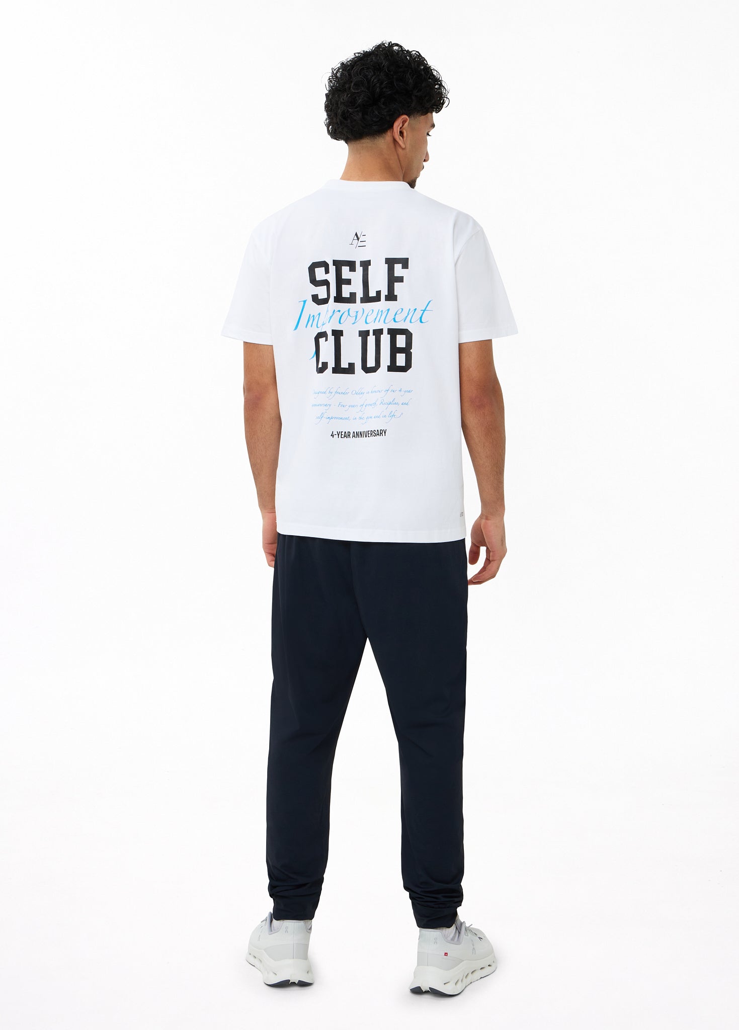 Oversized T Shirt White Blue 4 Year Anniversary