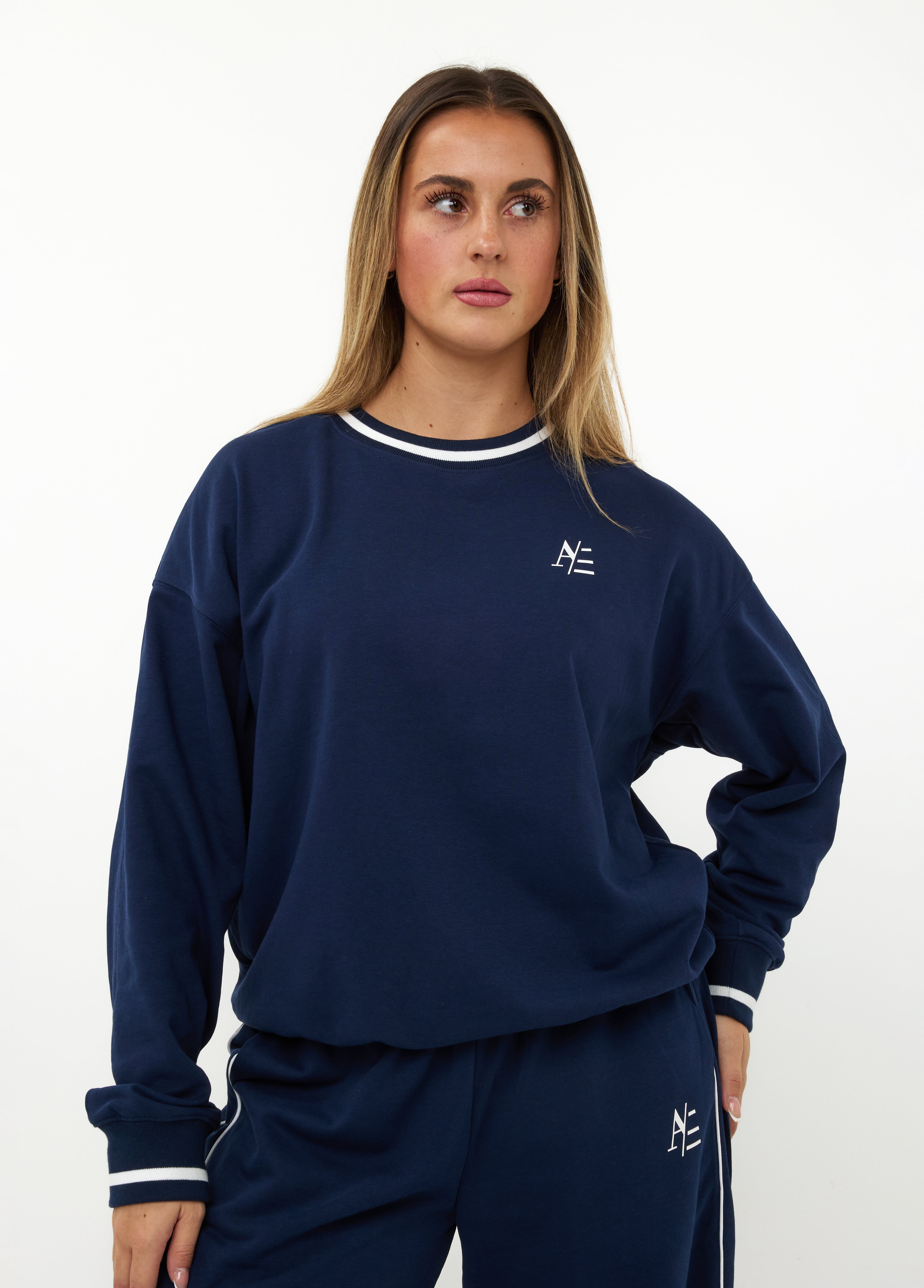 Ares Crewneck Top Navy Blue